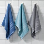 serviette visage coton rapide absorbant bleu gris rose blanc moderne douce toilette sport spa