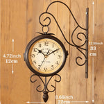 horloge murale double face horaire arabe métal marron rétro vintage decoration mur silencieuse industriel