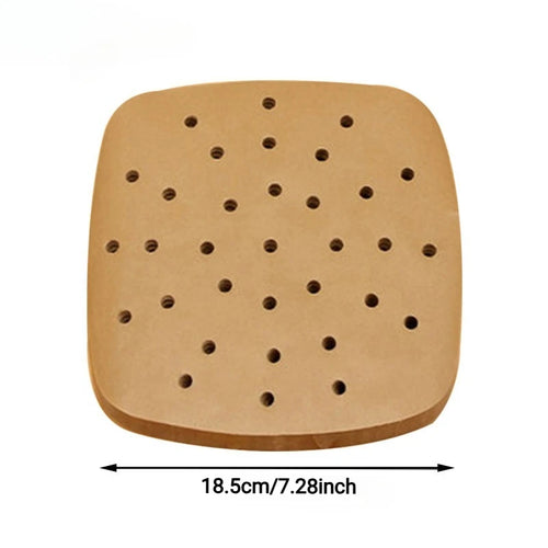 papier cuisson perforé marron clair antiadhésif absorbant huile air fryer baking paper steamer cuisine