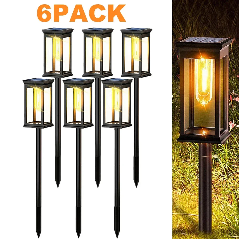 lampes solaires autonomes led étanches ip65 classique transparentes noir extérieur allée jardin fixations piquets