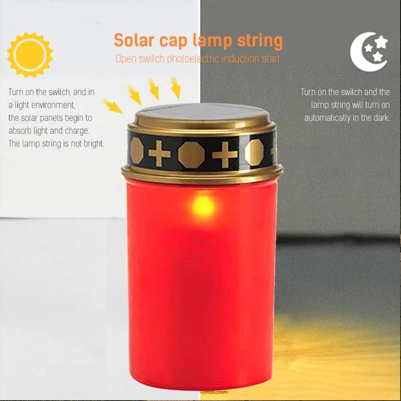 lampe solaire rouge blanche ornement doré moderne extérieur jardin décoration festive LED