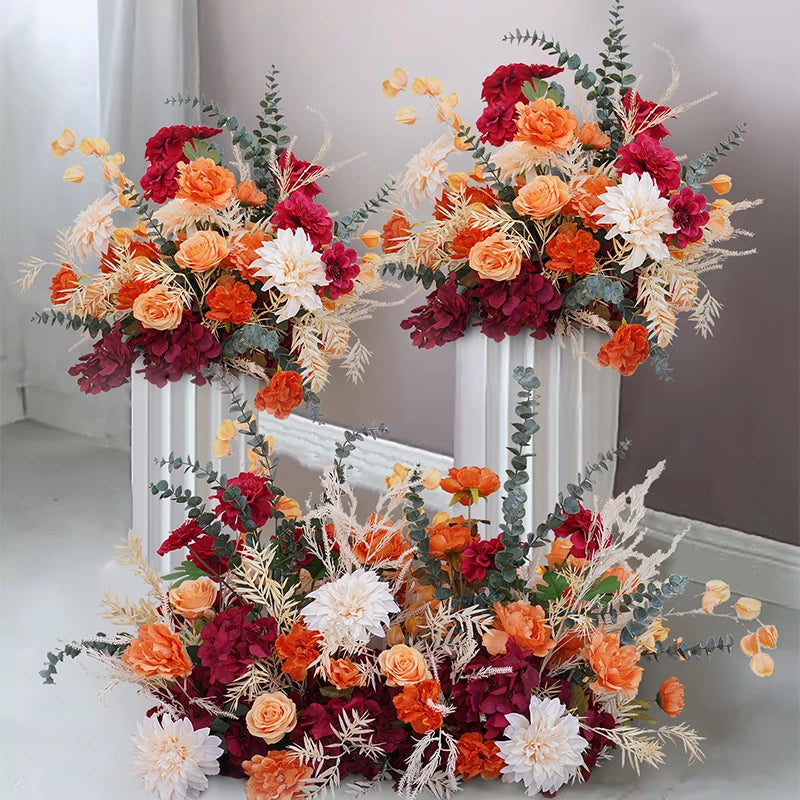 décoration événement florale mariage arches guirlandes vases feuilles épis blé