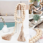 bracelet bois blanc cœur pompons coton boho chic décoration artisanale fait main