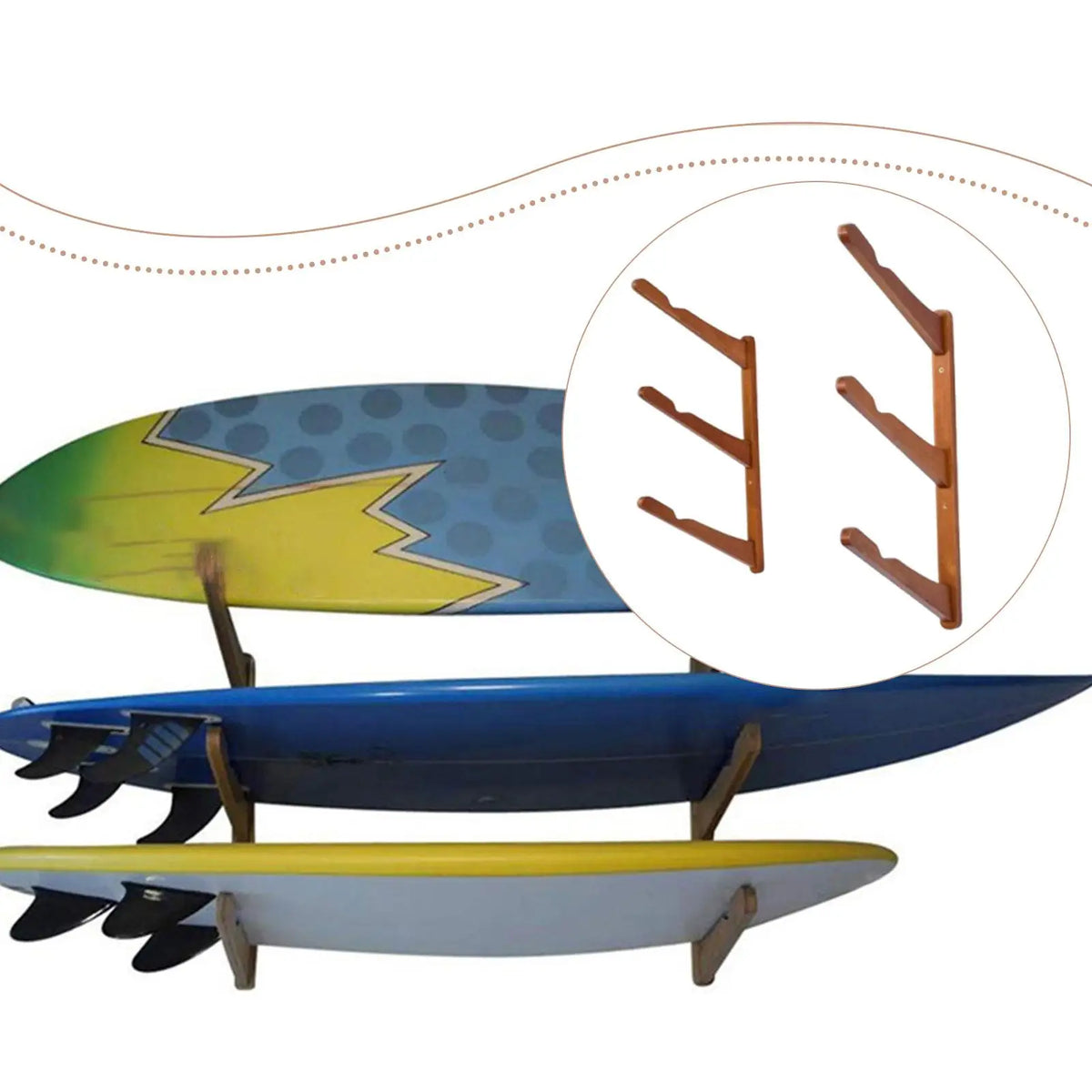 support mural planche surf bois moderne vis fixation durable organisation maison