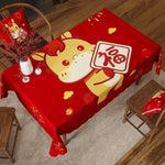 nappe décoration festive motif floral personnage animal opaque polyester coton rouge blanc