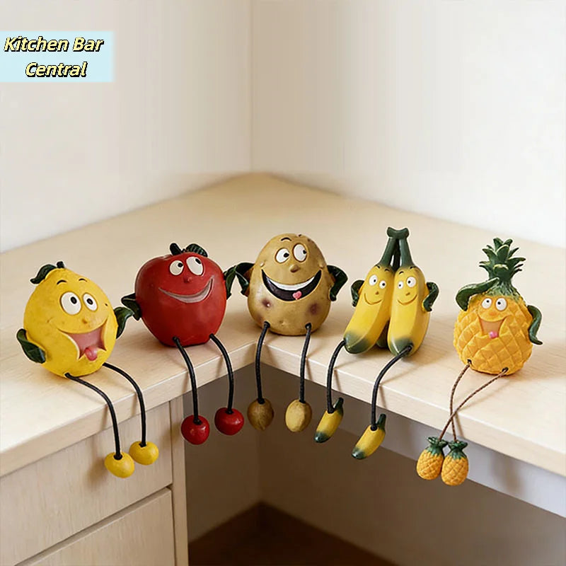 sculpture fruit ananas banane citron pomme résine cartoon opaque pieds jaunes noirs