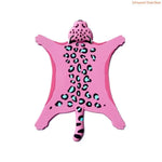 tapis sous verre silicone léopard moderne rose noir blanc animalier