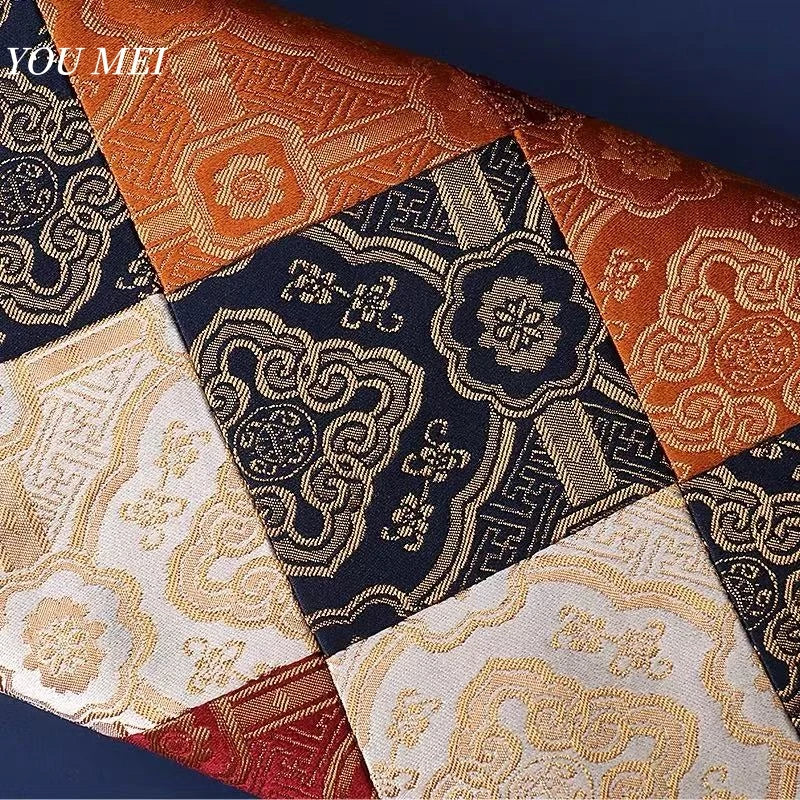 serviette table patchwork bleu marine rouge orange géométrique traditionnelle coton polyester hand made festive