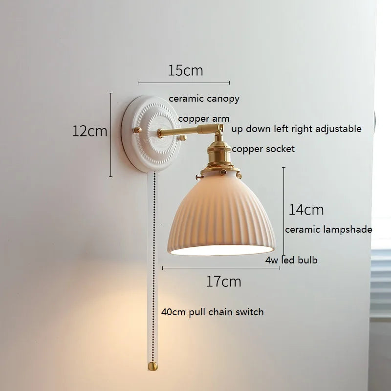lampe murale classique blanc doré céramique métal ampoule led 220v vintage contemporaine
