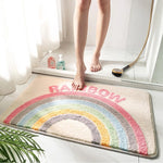 tapis bain multicolore arc ciel antidérapant absorbant moderne chats fleurs cactus polyester
