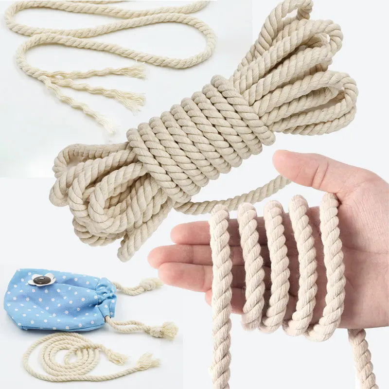 corde coton tissée rustique 10 12 15 20mm beige clair haute ténacité artisanat bricolage