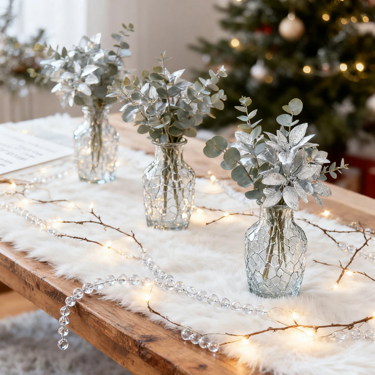 guirlande feuilles artificielles or argent decoration maison anniversaire noel festiveextérieur bricolage cadeau