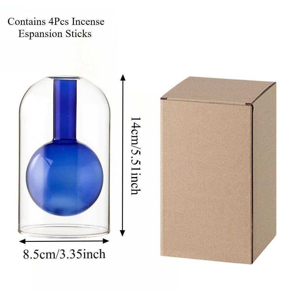 diffuseur huiles essentielles verre transparent moderne bâtonnets parfum inclusion liquide