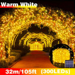 décoration extérieure guirlande led solaire 32m blanc chaud multicolore imperméable ip65 festive