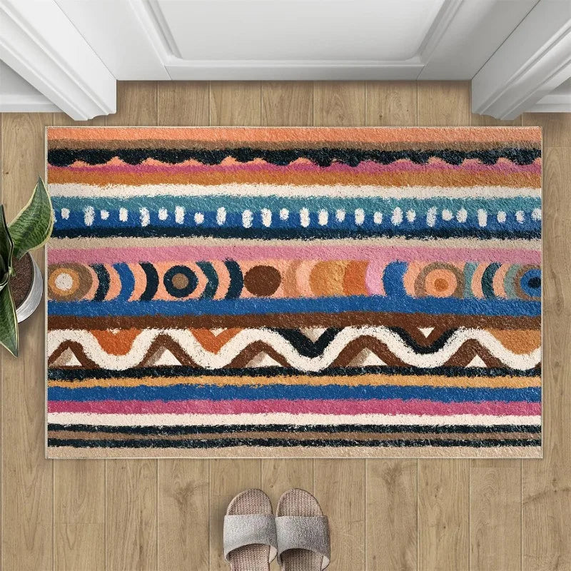 tapis géométrique multicolore moderne bohème antidérapant 30x50cm 40x60cm 50x80cm salon