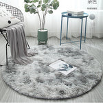 tapis rond moderne gris bleu rose doux uni salon chambre polycolore polyester confortable