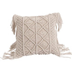 coussin tissé main bohème motif géométrique beige carré coton décoratif lit simple opacité sans