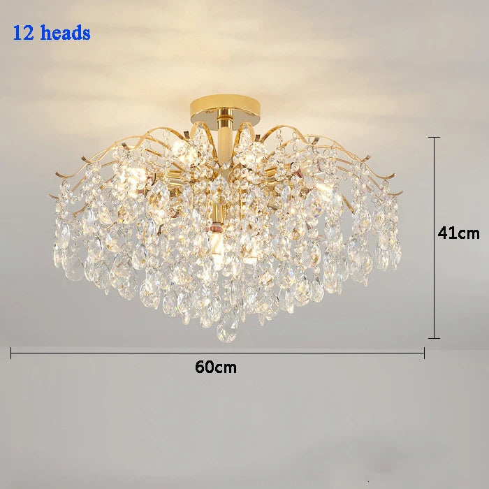 chandelier moderne crystal or led lumiere salle blanche bleue élégante