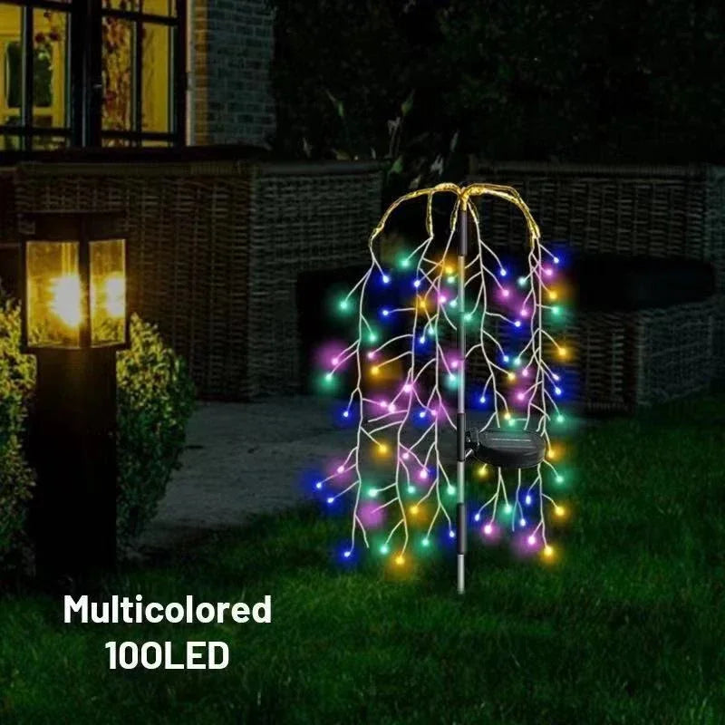 guirlande lumineuse solaire multicolore moderne clips waterproof extérieure led jardin décoration filaments fins