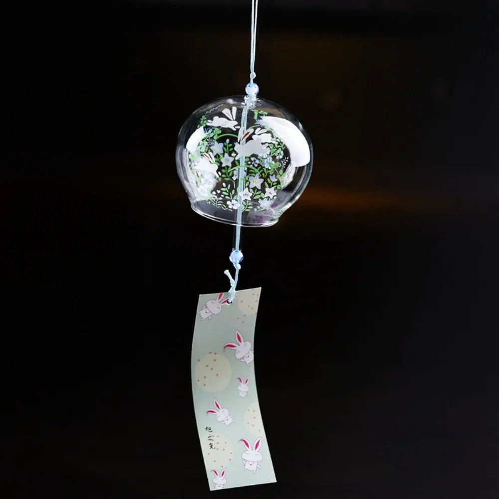 cloche vent verre transparent fleurs japonaises ruban couleur multiple