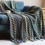 couverture multicolore zigzag ethnique portable anti boulochage acrylique polyester adultes printemps automne voyage maisonhôtel