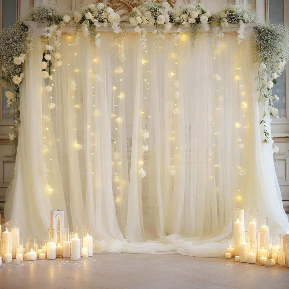 rideau tulle blanc transparent decor romantique lights usb anniversaire mariage deco eventuelle