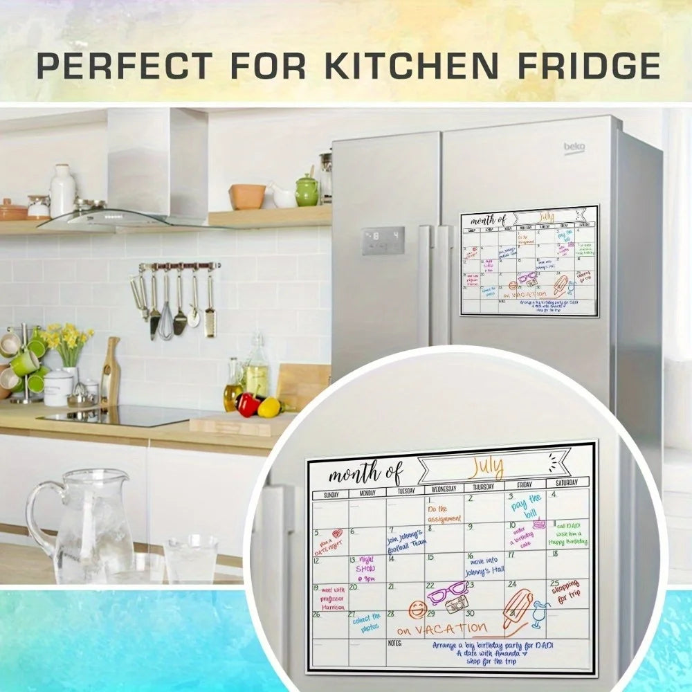 calendrier magnétique blanc bleu vert rouge aimants modernes pratique stylos essuie glaces