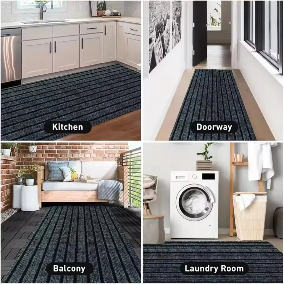 tapis moderne gris marron rouge lignes horizontales anti glisse imperméable