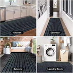 tapis moderne gris marron rouge lignes horizontales anti glisse imperméable