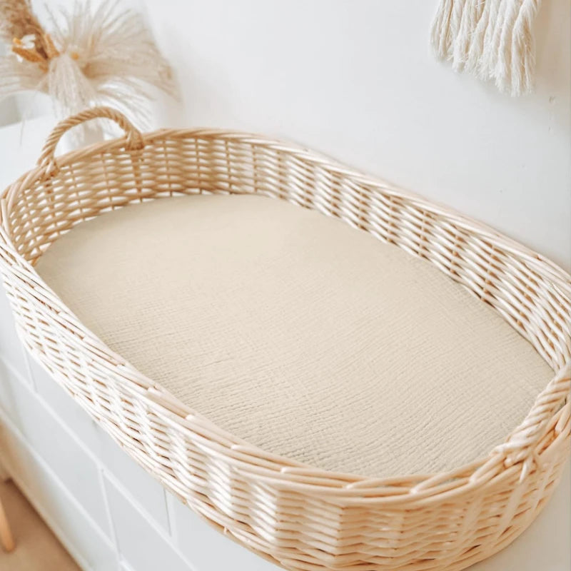 matelas bébé ovale texturé gaufré couverture drap béton arc ciel naturel minimaliste