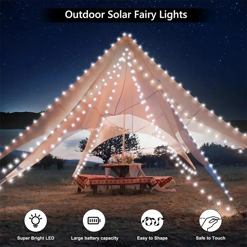 guirlande lumineuse solaire multicolore extérieure moderne 5m 10m jardin