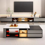 meuble tv moderne gris blanc marbre tiroirs rangement salon