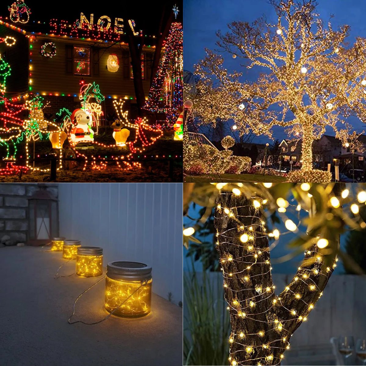 guirlande solaire lumineuse 100m 1000leds blanc chaud moderne extérieur patio mariage