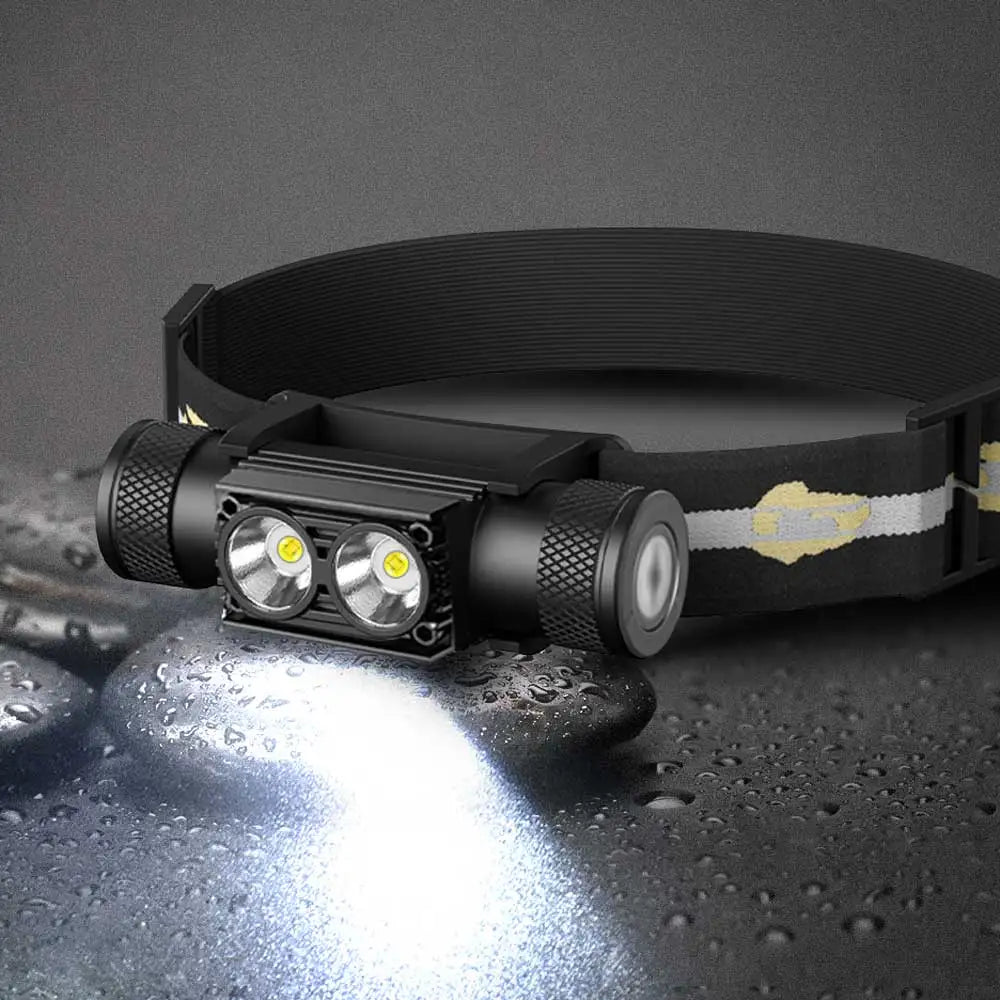 lampe frontale led rechargeable usb camping chasse fishing 180 degres bande elastique