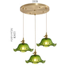 suspension lumineuse vintage transparente motifs floraux vert orange bleu