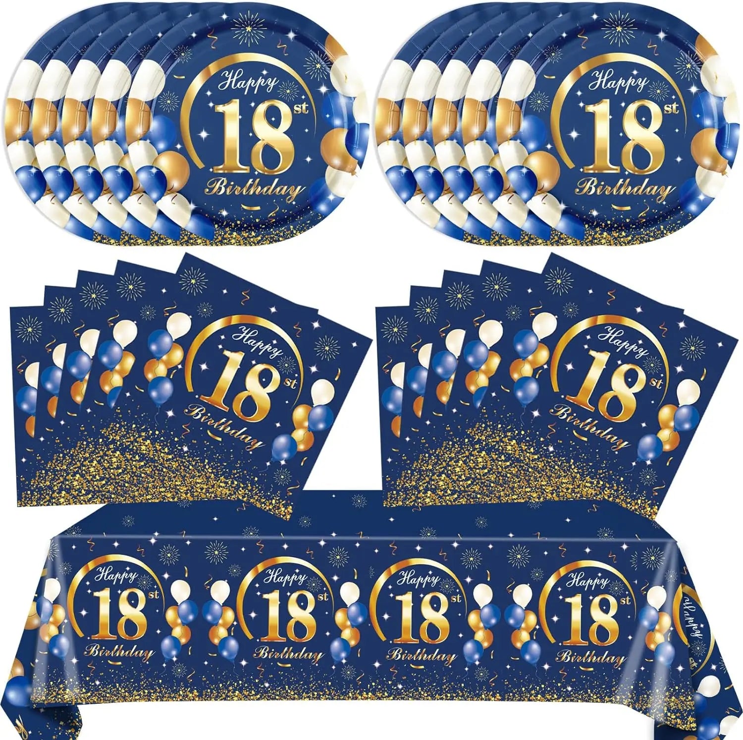 Set de table jetable bleu pour anniversaire 18 ans