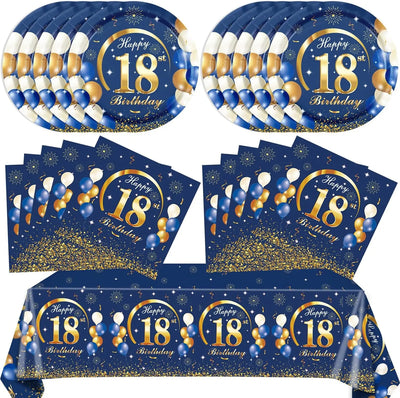 Set de table jetable bleu pour anniversaire 18 ans