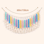 sac rangement multi usages coton bleu violet rose blanc gris maille pompons moderne