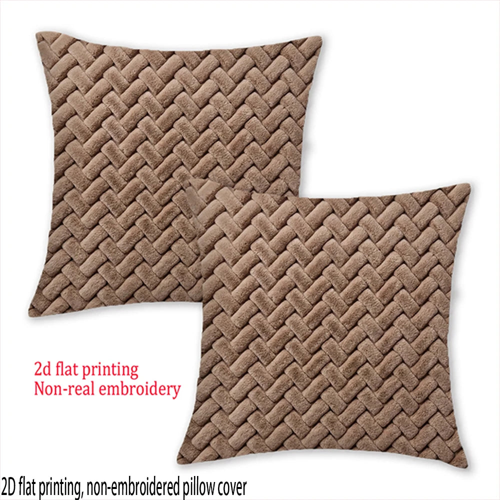 housses coussin marron motif tissé moderne polyester peacheskin 40x40cm 45x45cm 50x50cm 60x60cm decoration chambre