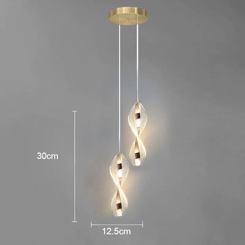 lumière suspendue moderne transparente ligne verticale métallique doré chambre salon