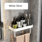 étagère murale salle bain blanche aluminium porte serviette porte brosse dents