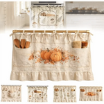 rideau cuisine rustique motif champignons beige poches accessoires 76 54 cm