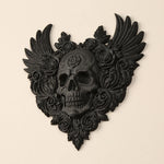 décoration gothique murale crâne roses ailes sculpture noire intérieure