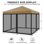 moustiquaire extérieure tente pavillon quadratique polyester traité insecticide pliante moderne beige noir imperméable anneaux