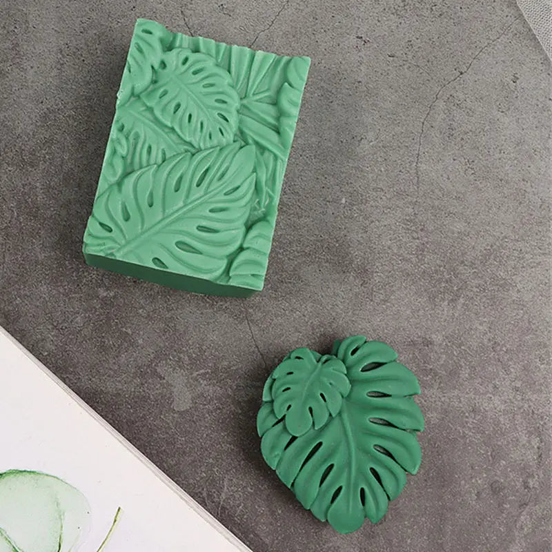 moule silicone feuille monstera savon bougie palmier tropical décoration bain artisanal botanique fini
