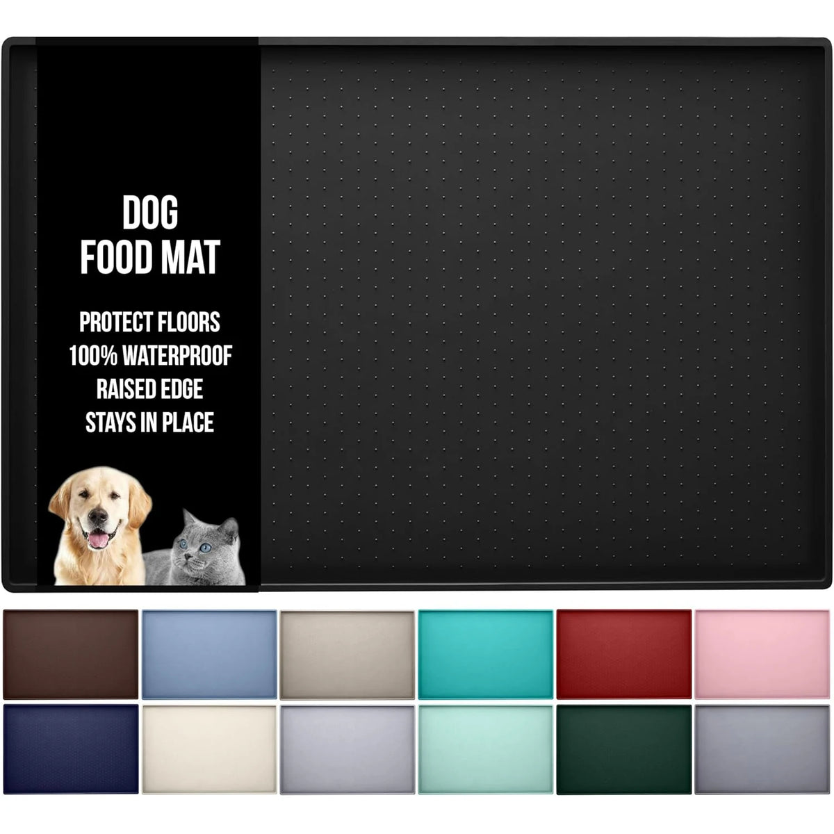 tapis silicone gris nourriture chien chat antidérapant rebord points relief