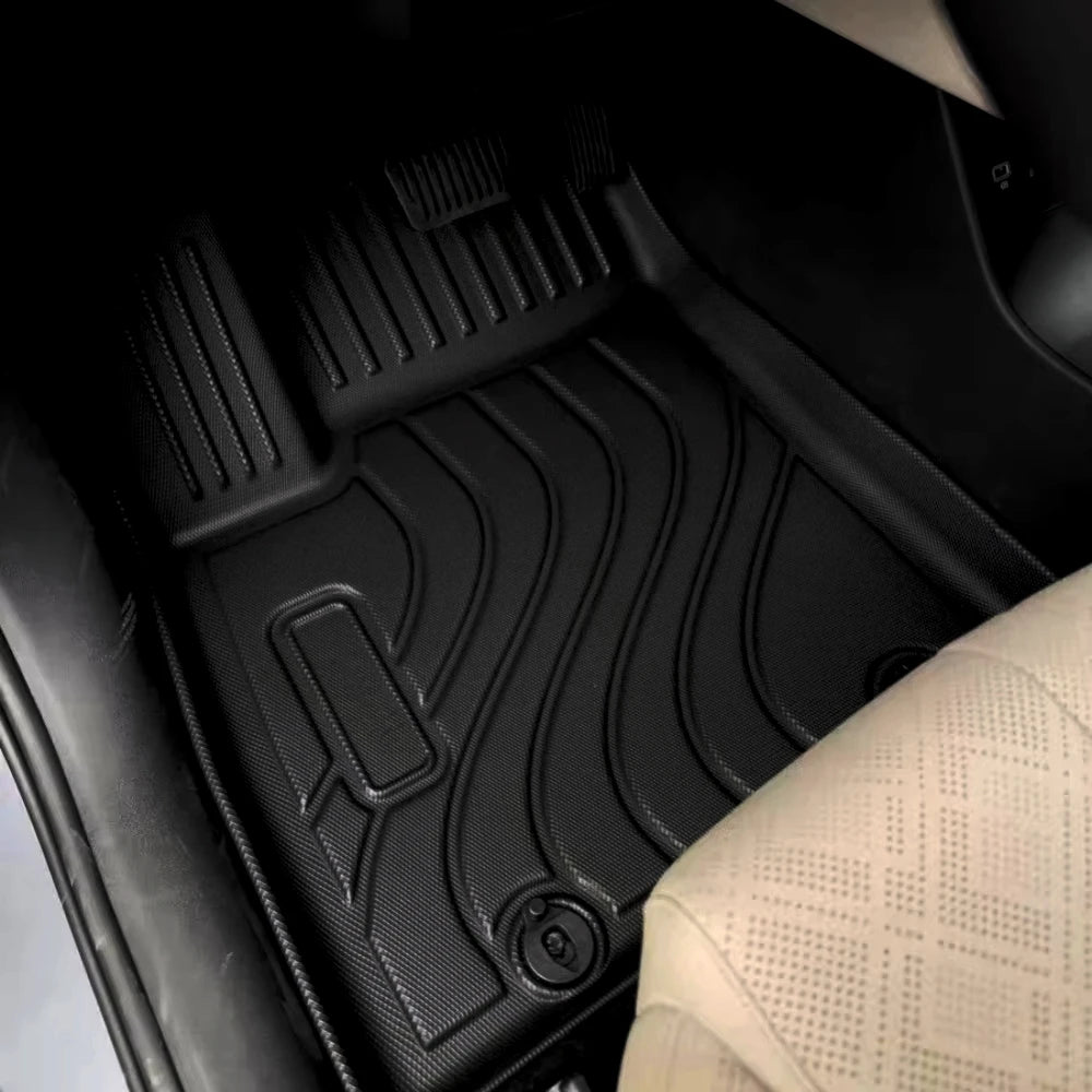 tapis sol voiture noir rayures horizontales moderne adhésif 4pièces avant 1coffre toutes saisons imperméable