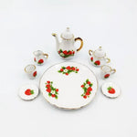 service thé miniature blanc bleu fleurs classique théière crème sucrier tasses assiettes