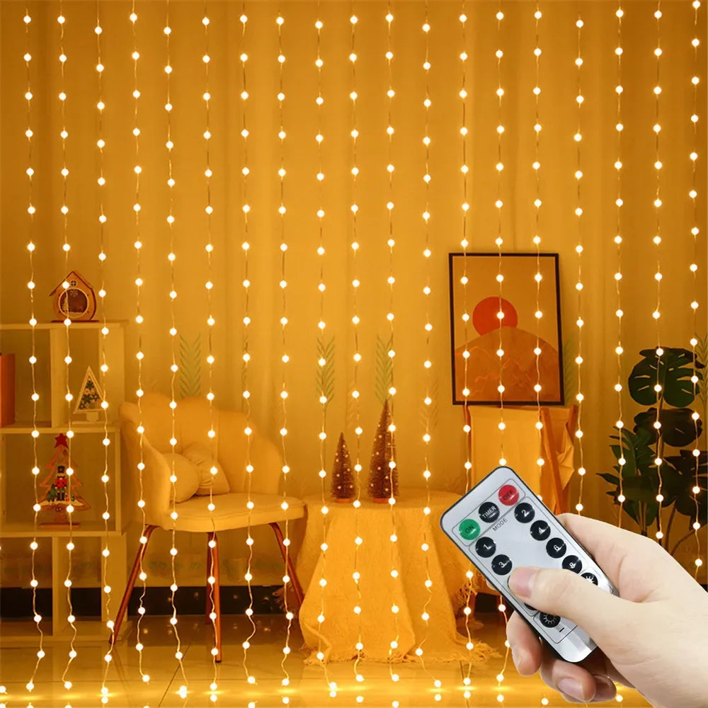 guirlande lumineuse led usb rideau décoration noël mariage chambre télécommande multicolore blanc bleu moderne