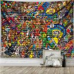 tapisserie murale moderne abstraite pop art graphique multicolore décoration intérieure bohème salon chambre